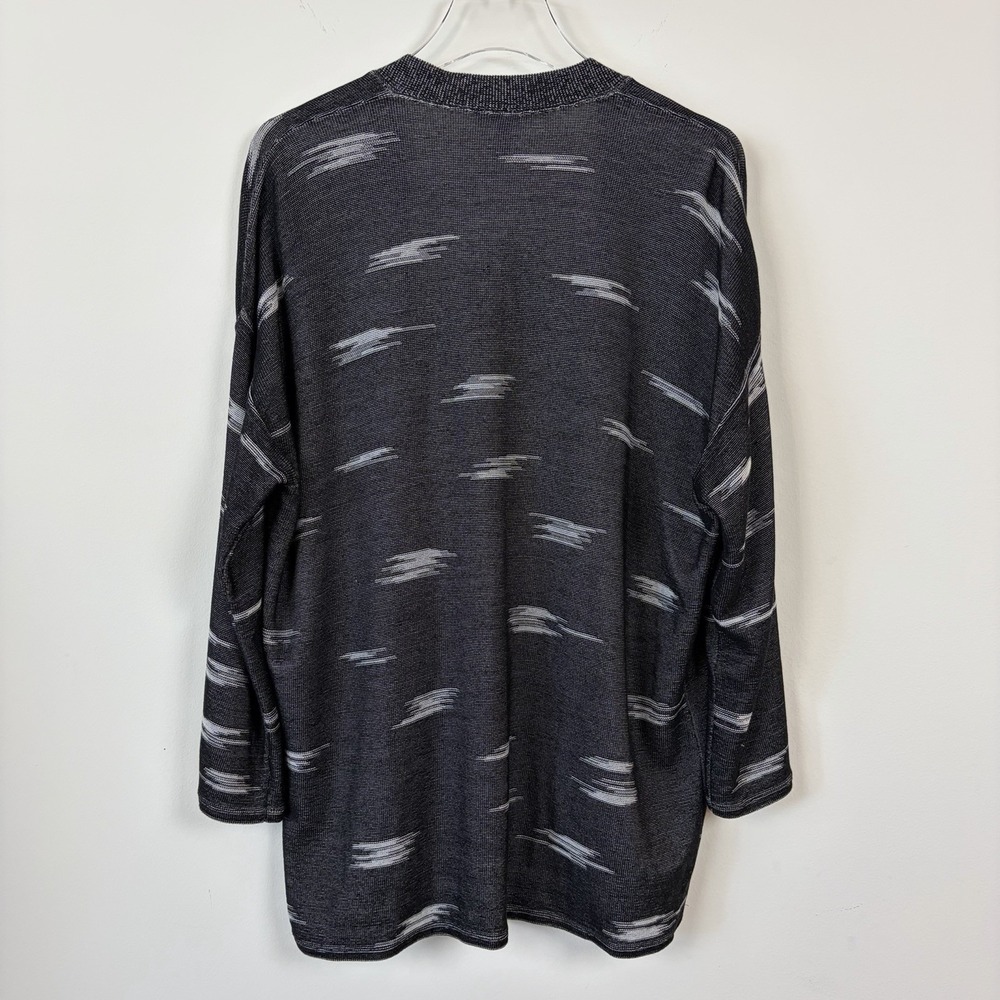 Eileen Fisher Black Kimono Cardigan Medium Open Sweater Pattern Office Knit - Picture 11 of 11